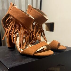 Fringe Suede Tan Heels